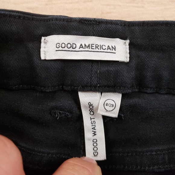 Good American Jeans Women 8 Black Jeggings‎ Skinny Good Waist Crop High Rise - Picture 6 of 12